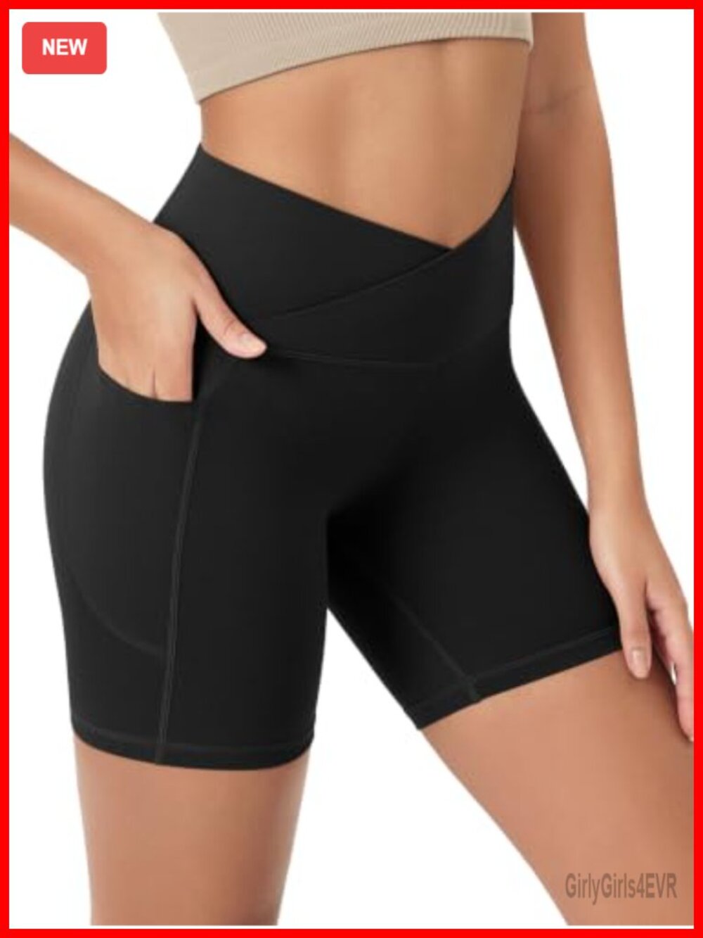 Buttery Soft Crossover Yoga Shorts with Pockets 6" High Waist Lounge Biker